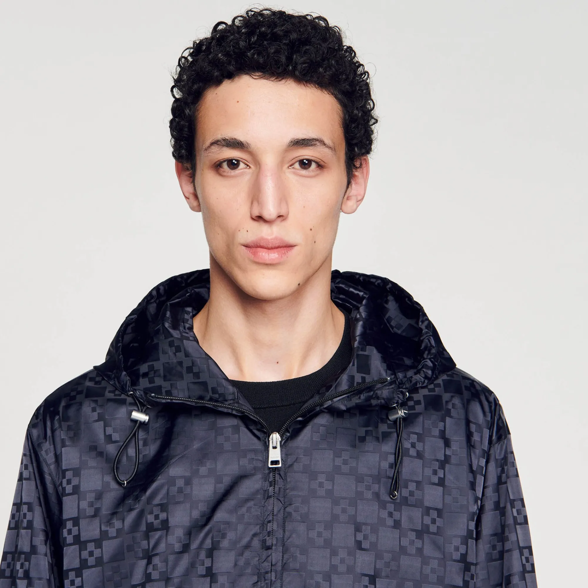 Homem Sandro Paris Jaqueta De Nylon Com Cruz Quadrada