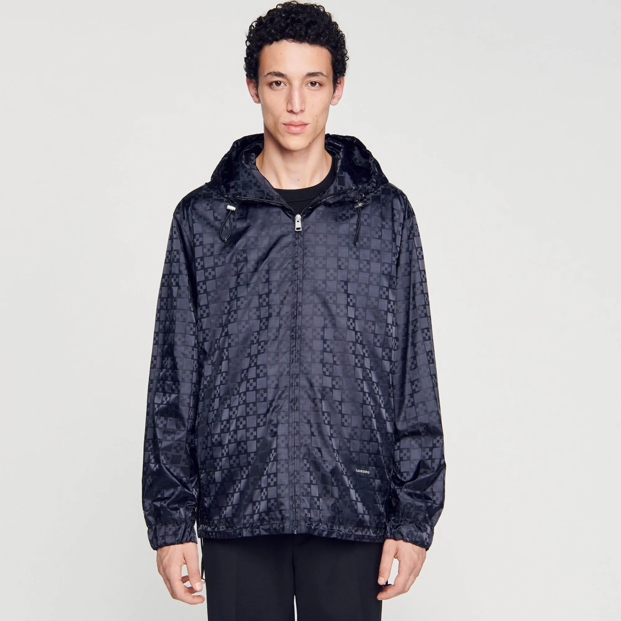 Homem Sandro Paris Jaqueta De Nylon Com Cruz Quadrada