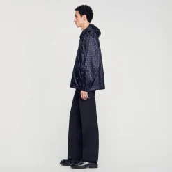 Homem Sandro Paris Jaqueta De Nylon Com Cruz Quadrada