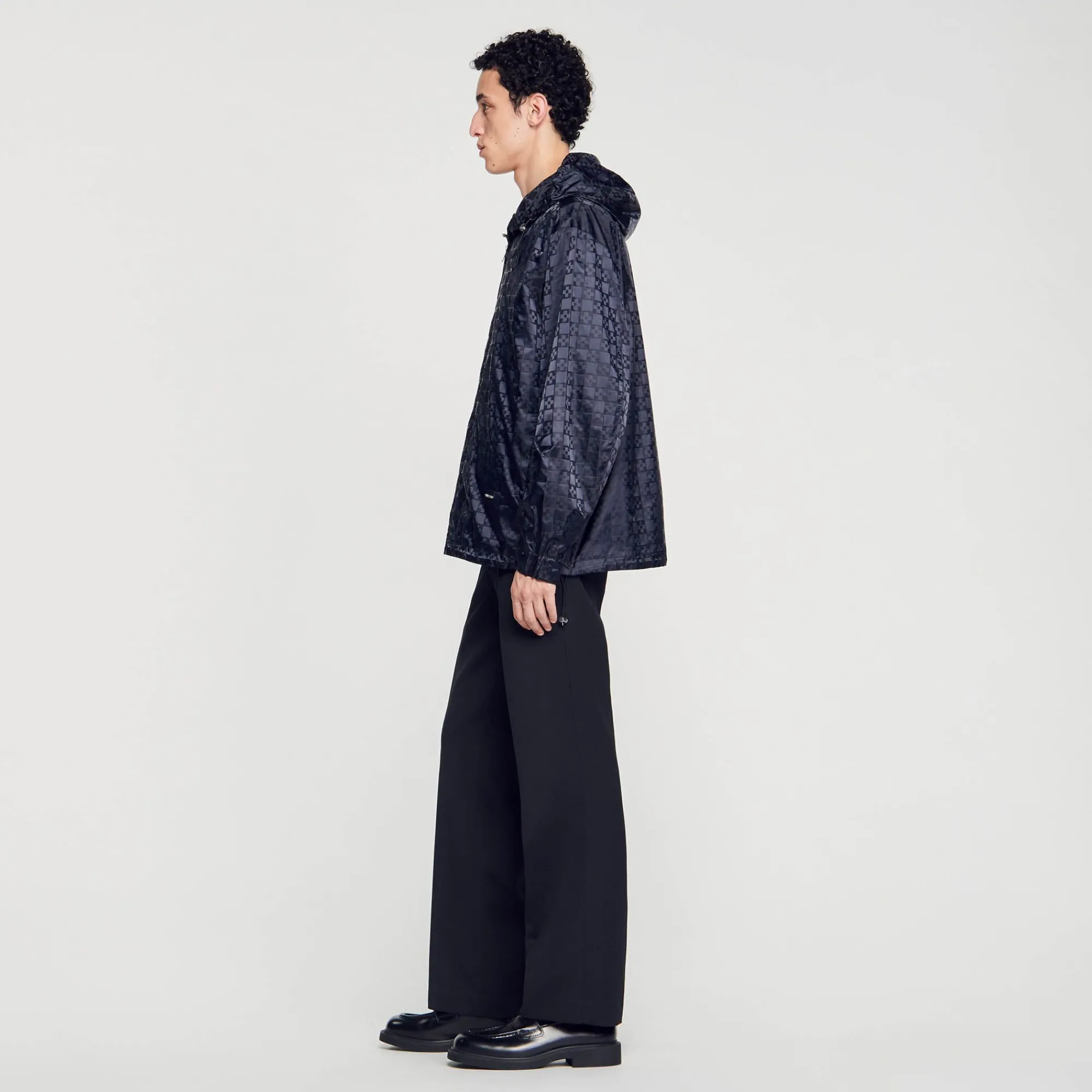 Homem Sandro Paris Jaqueta De Nylon Com Cruz Quadrada