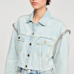 Mulheres Sandro Paris Jaqueta Jeans Curta