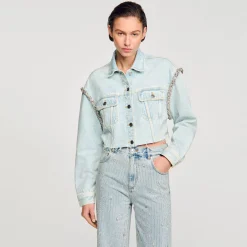 Mulheres Sandro Paris Jaqueta Jeans Curta