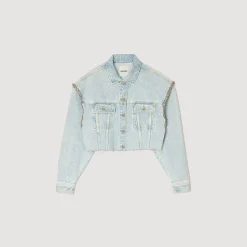 Mulheres Sandro Paris Jaqueta Jeans Curta