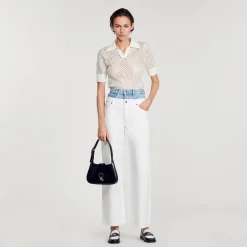 Mulheres Sandro Paris Jeans Bicolor Com Cintura Dupla