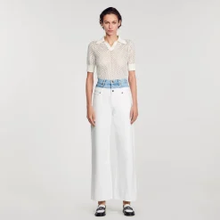 Mulheres Sandro Paris Jeans Bicolor Com Cintura Dupla