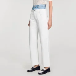 Mulheres Sandro Paris Jeans Bicolor Com Cintura Dupla