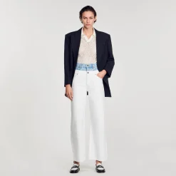 Mulheres Sandro Paris Jeans Bicolor Com Cintura Dupla