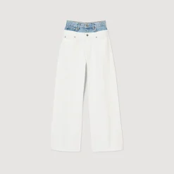 Mulheres Sandro Paris Jeans Bicolor Com Cintura Dupla