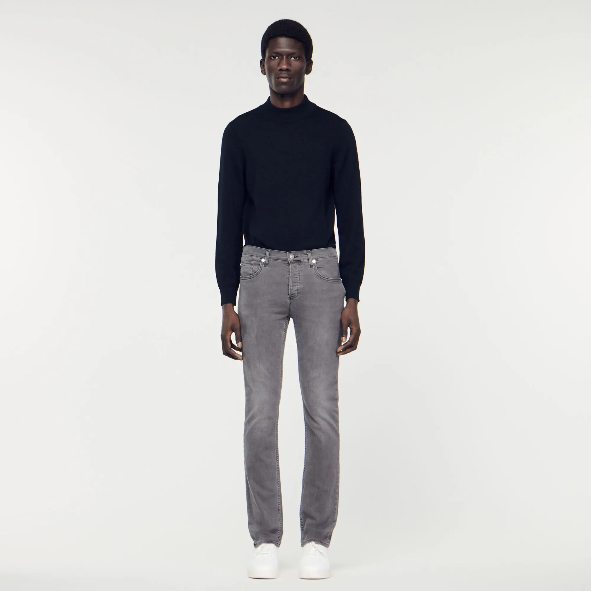 Homem Sandro Paris Jeans Cinza Desbotado