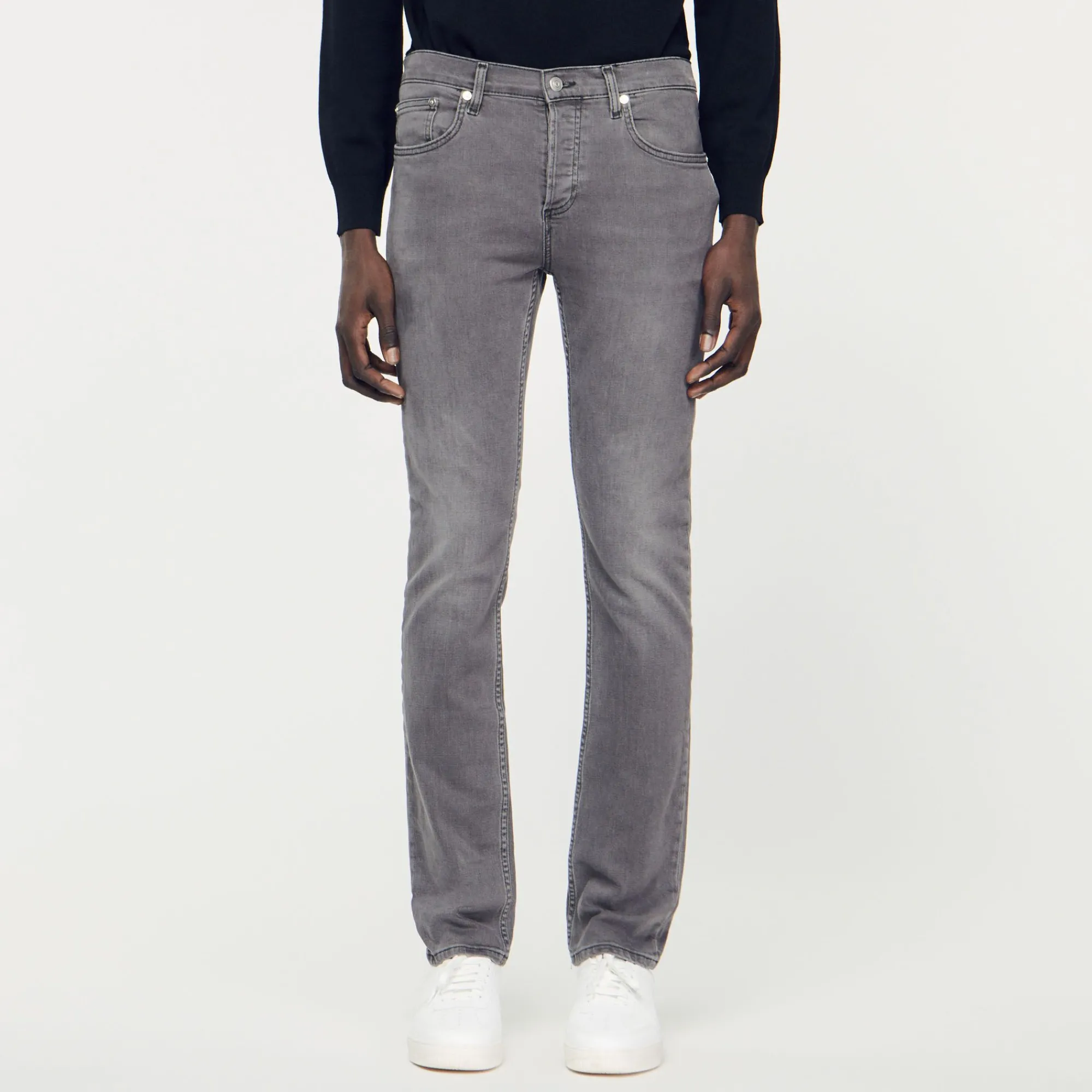 Homem Sandro Paris Jeans Cinza Desbotado