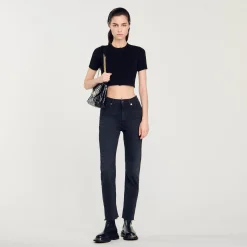 Mulheres Sandro Paris Jeans De Perna Reta Com Bordas Cruas