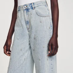 Mulheres Sandro Paris Jeans Decorados Com Diamantes