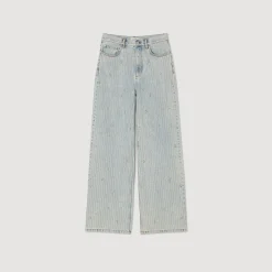 Mulheres Sandro Paris Jeans Decorados Com Diamantes