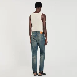 Homem Sandro Paris Jeans Desbotados Normais