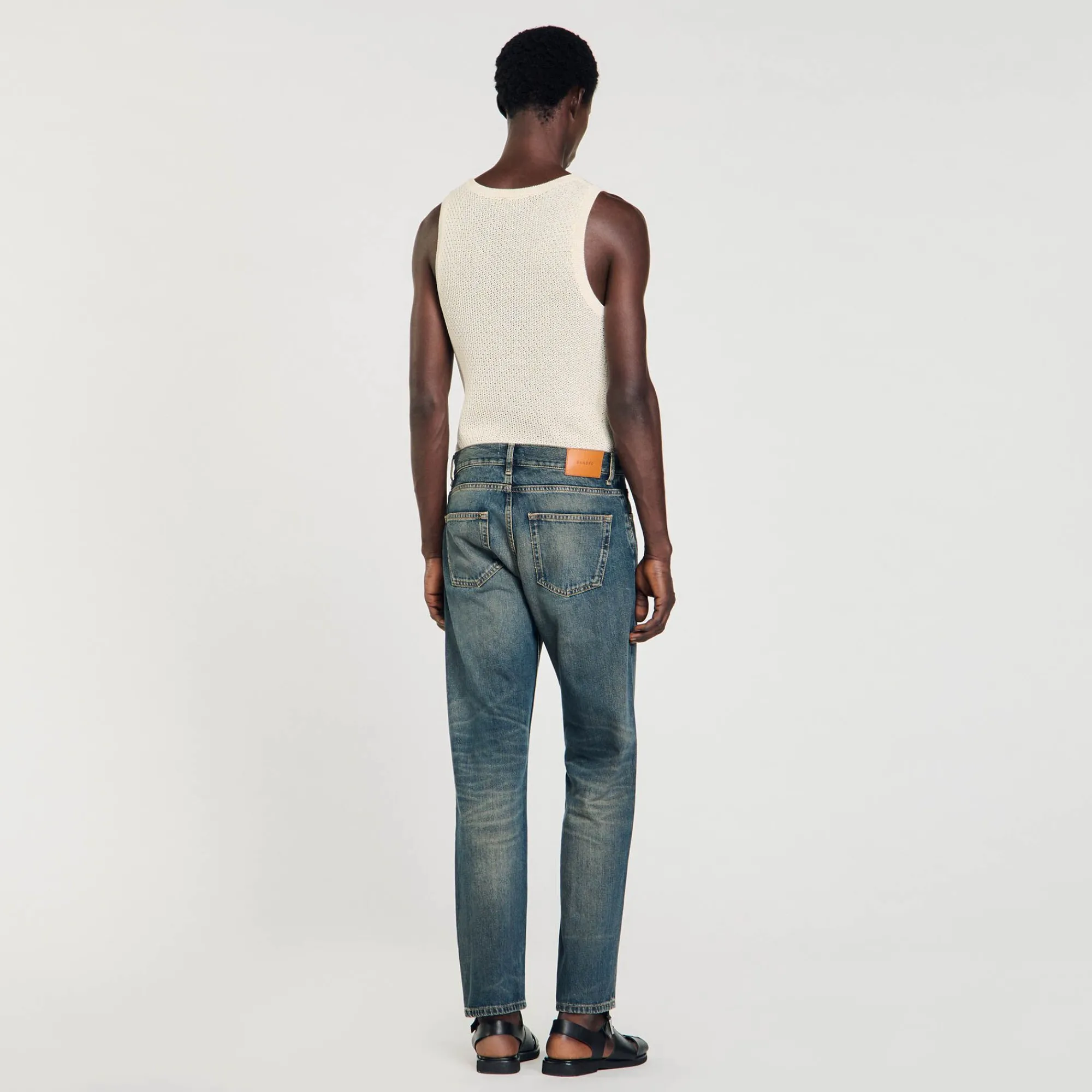 Homem Sandro Paris Jeans Desbotados Normais