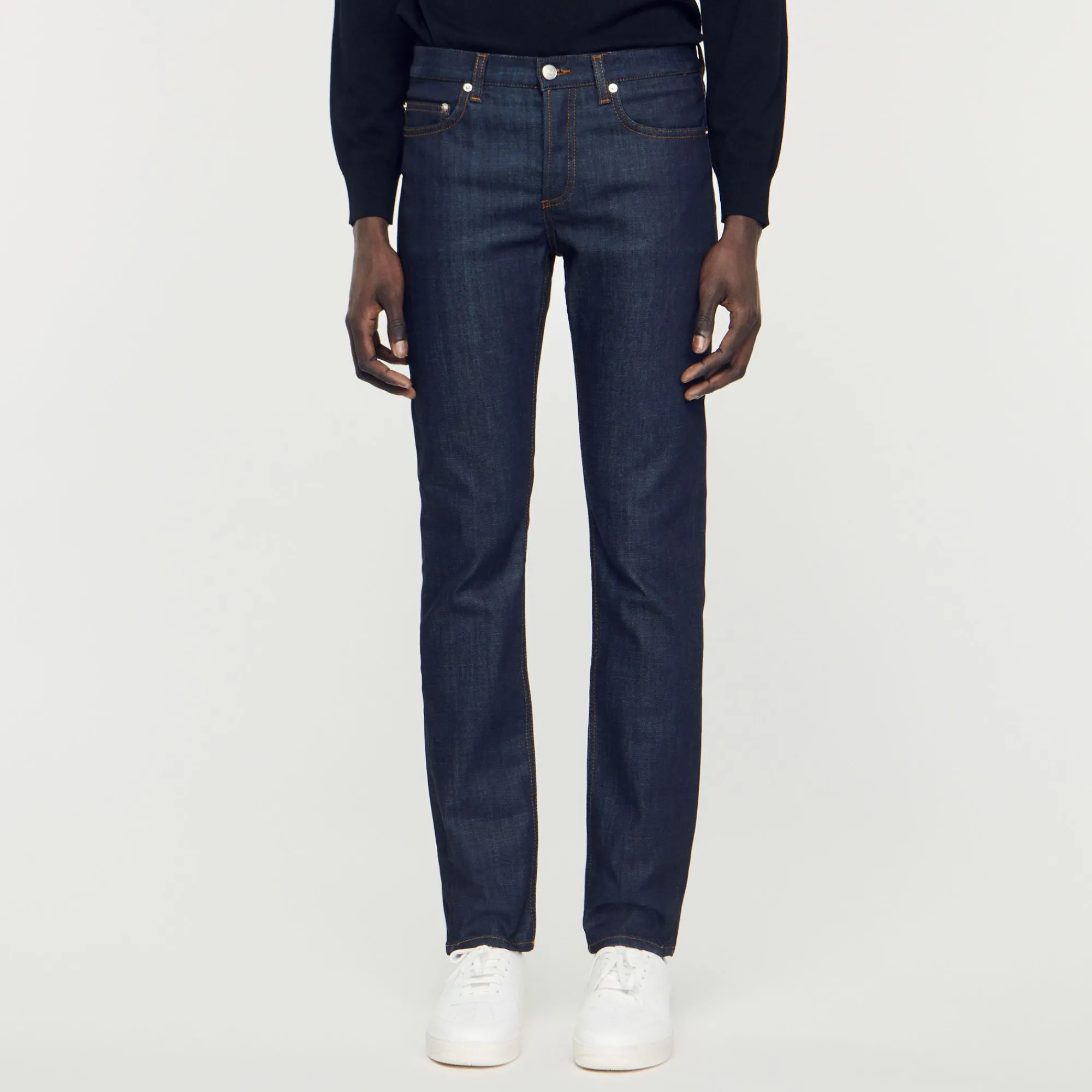 Homem Sandro Paris Jeans Skinny Com Lavagem Sem Agua