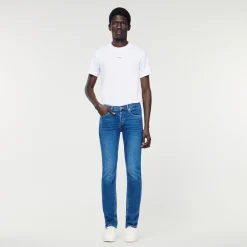 Homem Sandro Paris Jeans Slim Com Lavagem Sem Agua