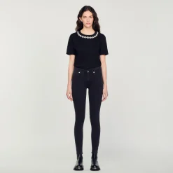 Mulheres Sandro Paris Jeans Slim Fit, Cintura Regular