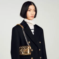 Mulheres Sandro Paris Mini Bolsa Yza De Couro Metalizado