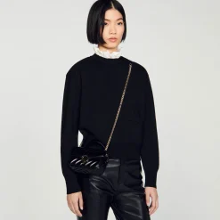 Mulheres Sandro Paris Mini Bolsa Yza Em Couro Liso