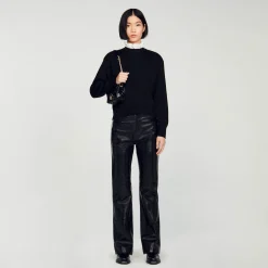 Mulheres Sandro Paris Mini Bolsa Yza Em Couro Liso