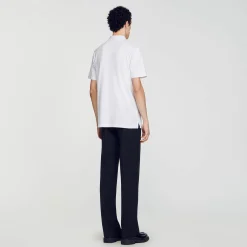 Homem Sandro Paris Polo De Algodao Com Flor