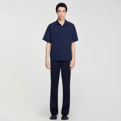 Homem Sandro Paris Polo De Algodao Com Flor