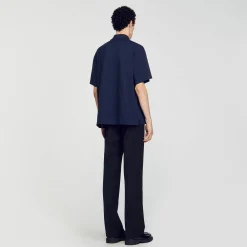 Homem Sandro Paris Polo De Algodao Com Flor