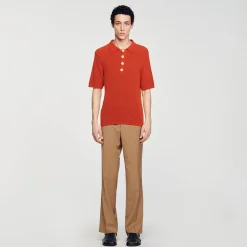 Homem Sandro Paris Polo De Malha Com Efeito Terry