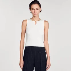 Mulheres Sandro Paris Regata Com Decote Em Joia