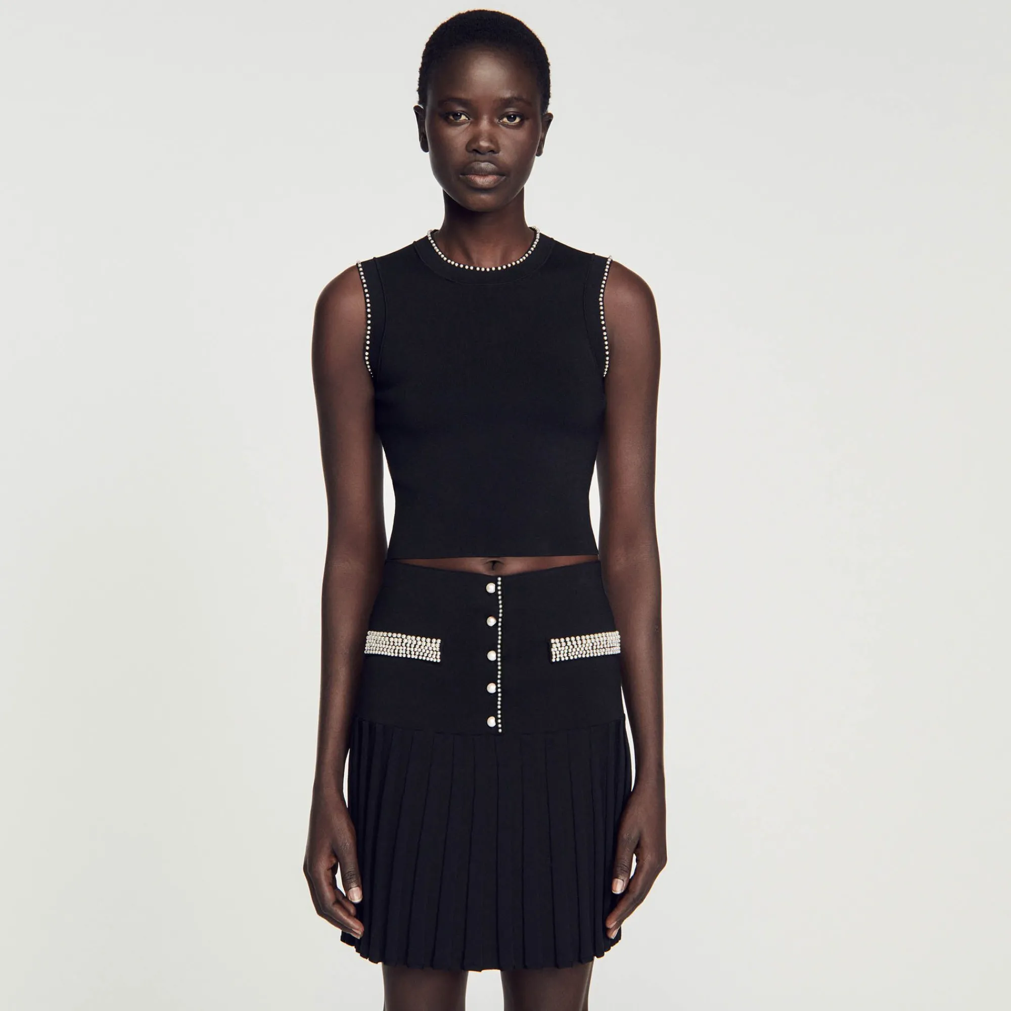 Mulheres Sandro Paris Saia Curta Com Pedras