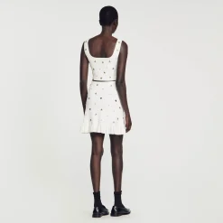 Mulheres Sandro Paris Saia De Malha Decorada Com Pingentes