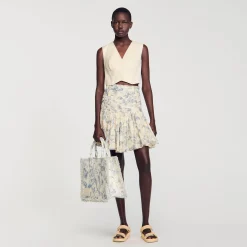 Mulheres Sandro Paris Saia Florida Com Babados