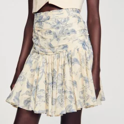 Mulheres Sandro Paris Saia Florida Com Babados