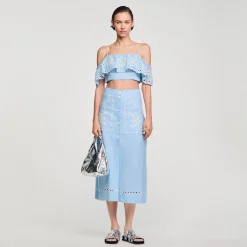 Mulheres Sandro Paris Saia Longa Bordada