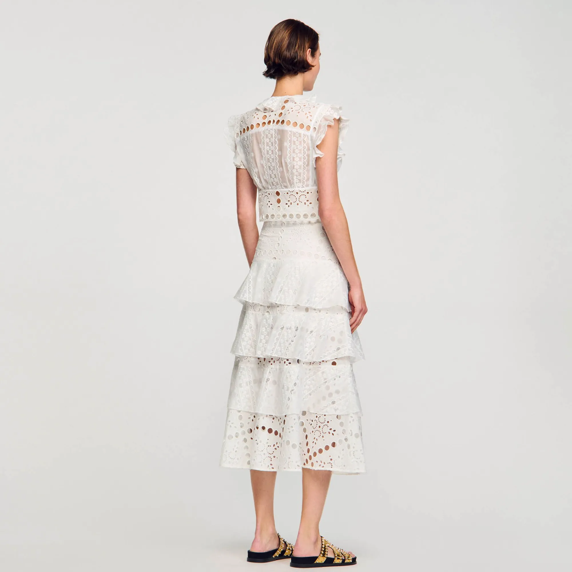 Mulheres Sandro Paris Saia Longa Com Bordado Ingles