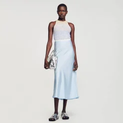 Mulheres Sandro Paris Saia Longa De Cetim