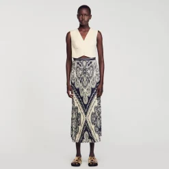 Mulheres Sandro Paris Saia Longa Esvoacante Com Bandana