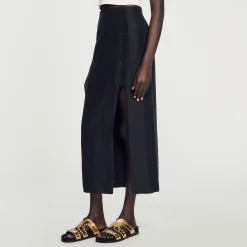 Mulheres Sandro Paris Saia Midi Com Fenda