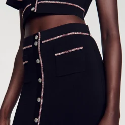 Mulheres Sandro Paris Saia Midi Com Strass