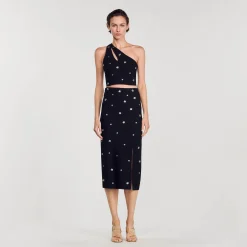 Mulheres Sandro Paris Saia Midi De Malha