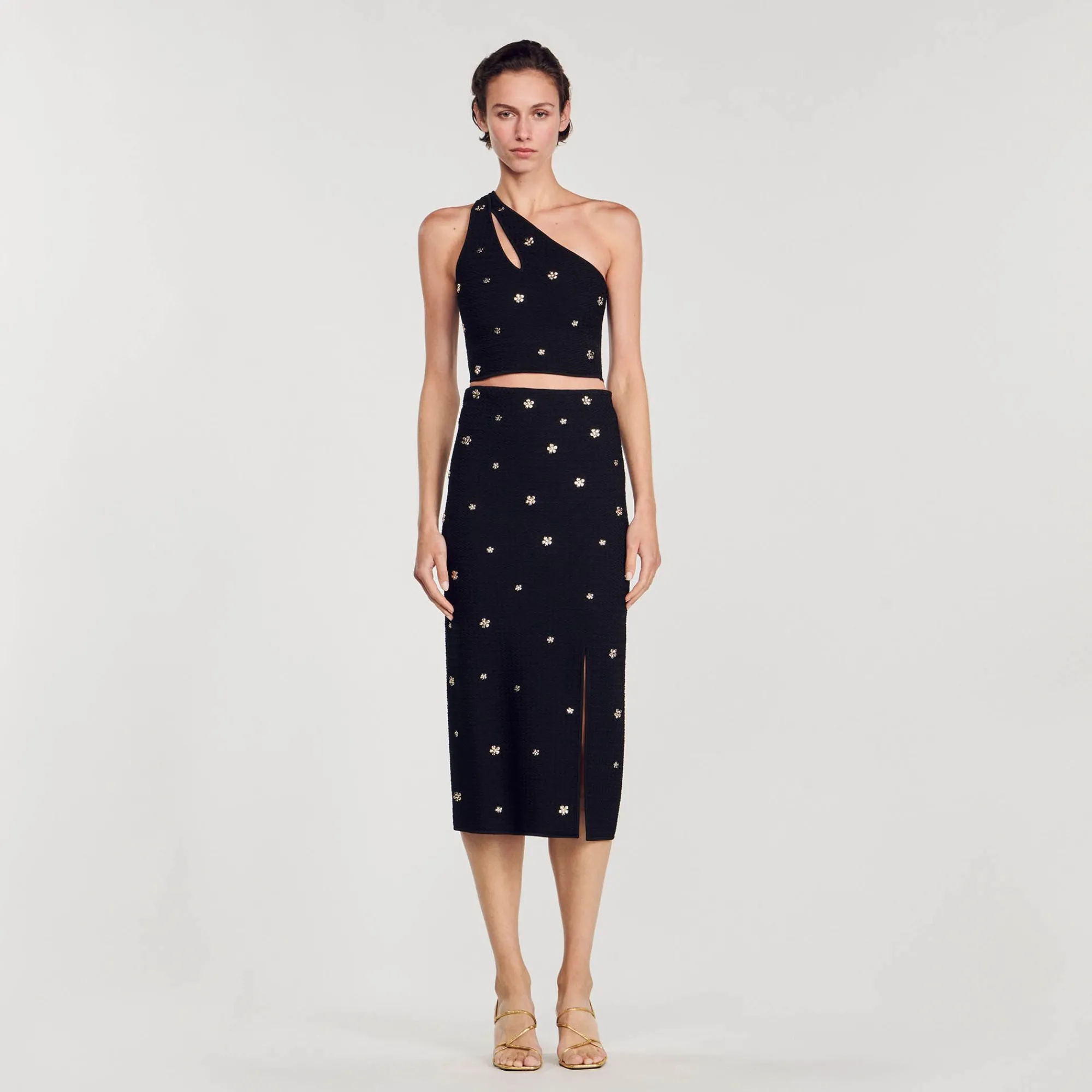 Mulheres Sandro Paris Saia Midi De Malha