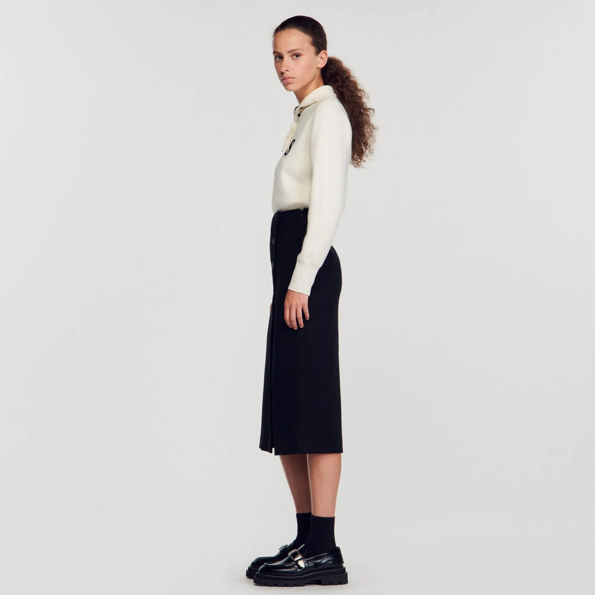 Mulheres Sandro Paris Saia Midi De Tweed