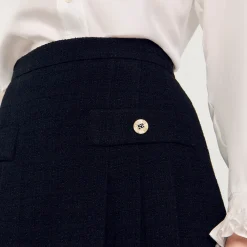 Mulheres Sandro Paris Saia Plissada De Tweed