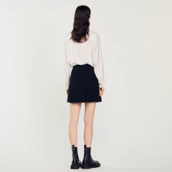 Mulheres Sandro Paris Saia Plissada De Tweed