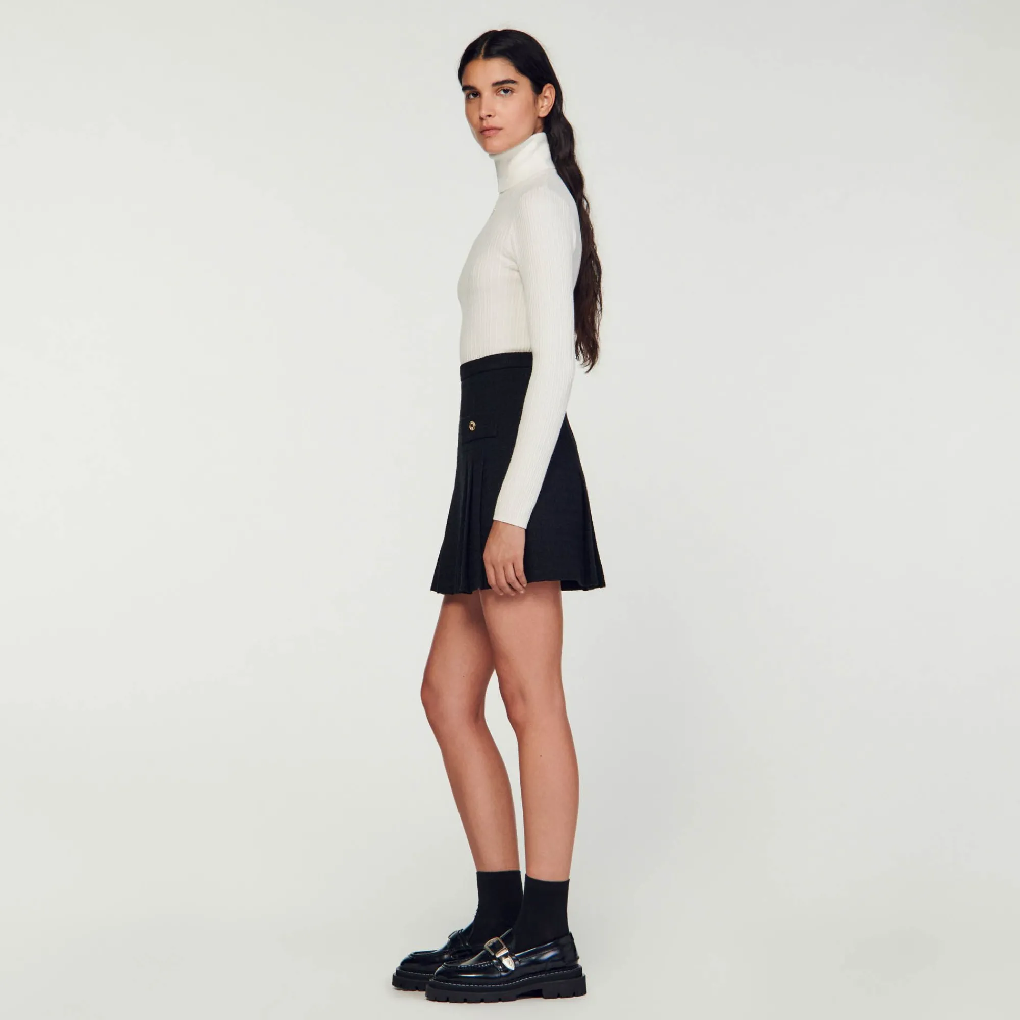 Mulheres Sandro Paris Saia Plissada De Tweed