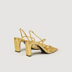 Mulheres Sandro Paris Sandálias De Couro Com Relevo