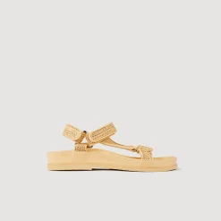 Mulheres Sandro Paris Sandálias Rasas De Rafia