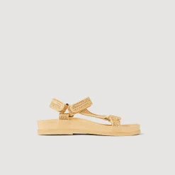 Mulheres Sandro Paris Sandálias Rasas De Rafia