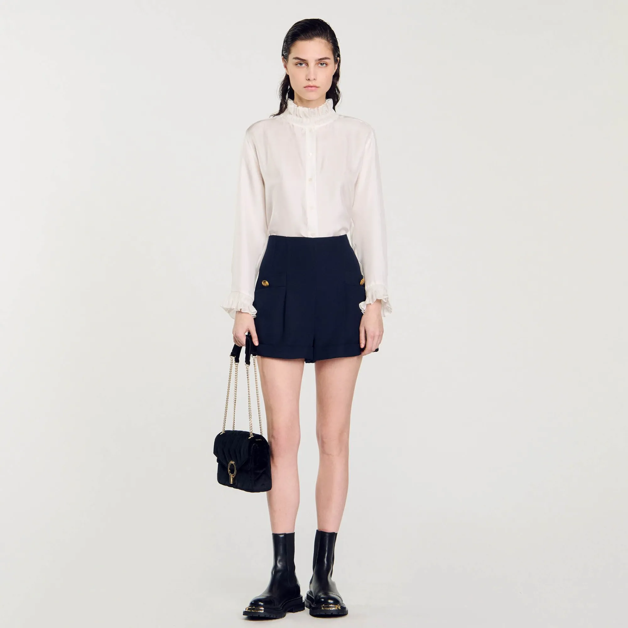 Mulheres Sandro Paris Shorts Com Bainha